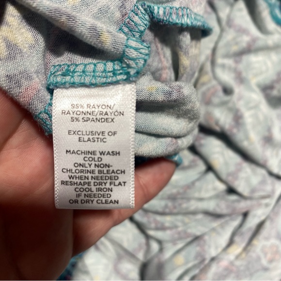 Loft Beach Blue Smocked Off The Shoulders Short Sleeve Flowy Maxi Dress XS - Picture 12 of 14